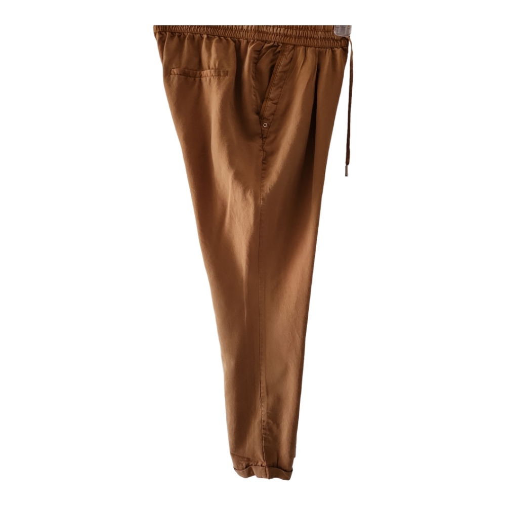 Dalia Drawstring Pants Size 4 Cinnamon Brown Loose Fit Mid Rise Pockets